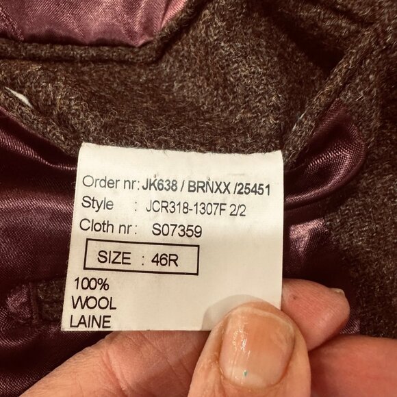 Cordings Piccadilly Brown Rish Herringbone Wool Tweed Blazer 46R  Satin Lining - Picture 4 of 10